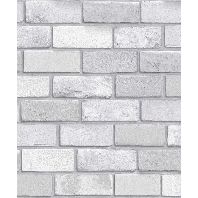 Arthouse  669401 Diamond Brick Silver Wallpaper