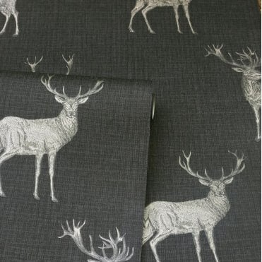 Arthouse Heritage Stag Wallpaper - Charcoal/Copper - 909607