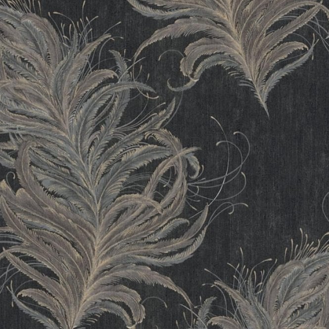 AS Creation  38009-4 ASC Feather Wallpaper - Black/Grey