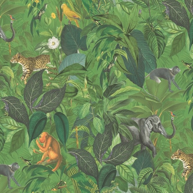 AS Creation  38724-1 PintWalls Amazon Motif - Bright Green/Brown