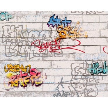93561-1 - Graffiti Wall - Grey/Multi
