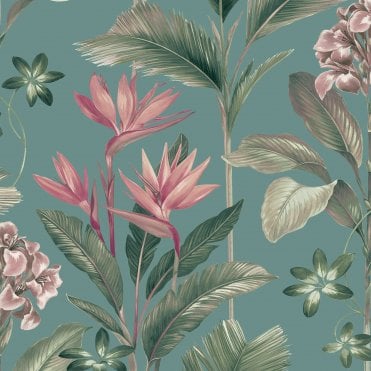 Belgravia Floral Soft Teal 8486