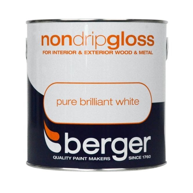Berger Non Drip Gloss Paint Pure Brilliant White - 2.5L