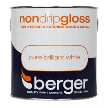 Berger Non Drip Gloss Paint Pure Brilliant White - 2.5L