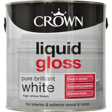 Crown Wood & Metal Liquid Gloss Paint Pure Brilliant White - 2.5L