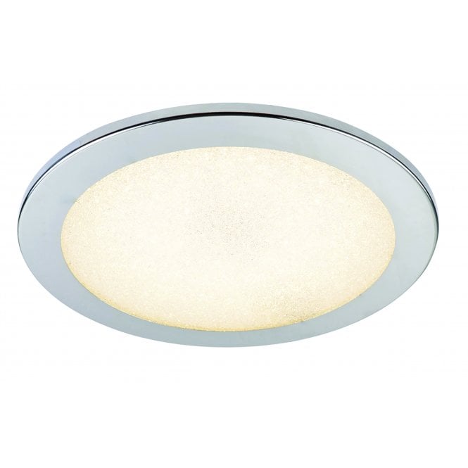Crystal Frosted Glass Flush Fitting Chrome Ceiling Light With LED Bulb