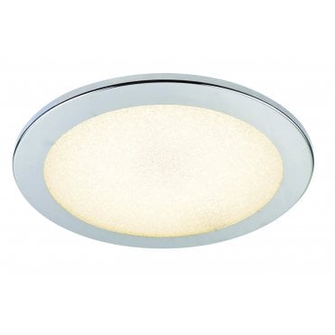 Crystal Frosted Glass Flush Fitting Chrome Ceiling Light With LED Bulb
