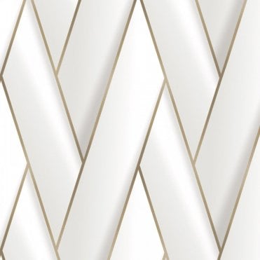 Debona 2120 Armando Herringbone Geometric Wallpaper White/Gold