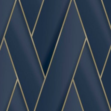 Debona 2121 Armando Herringbone Geometric Wallpaper Navy/Gold 