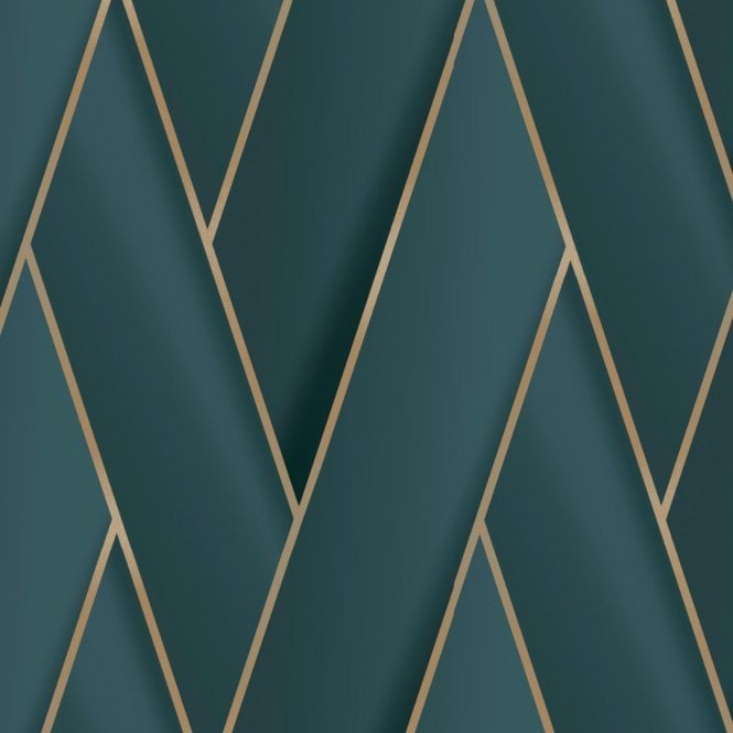 Debona  2122 Armando Herringbone Geometric Wallpaper Green/Gold 