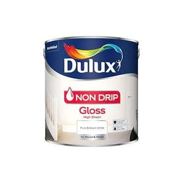 Dulux Non-drip Pure brilliant white High gloss Trim paint, 2.5L