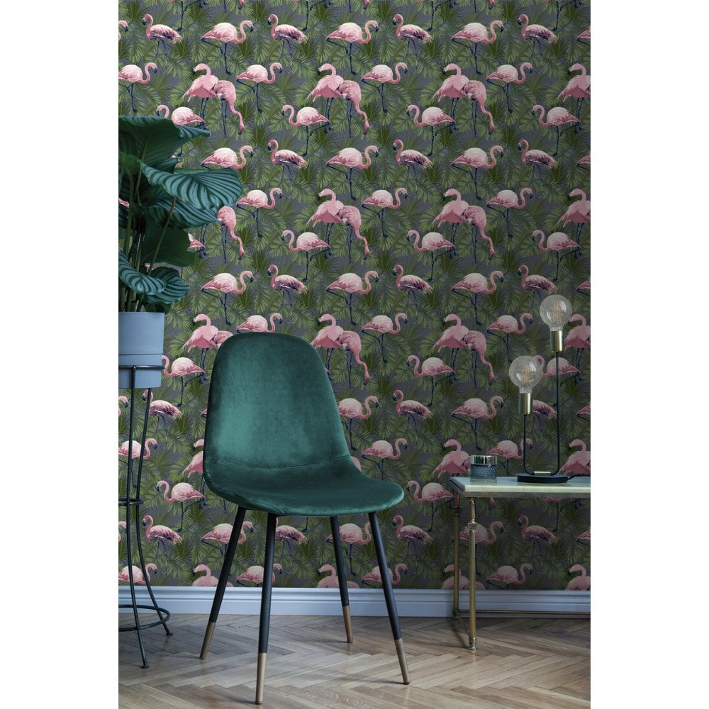 Flamingo Green/Pink wallpaper