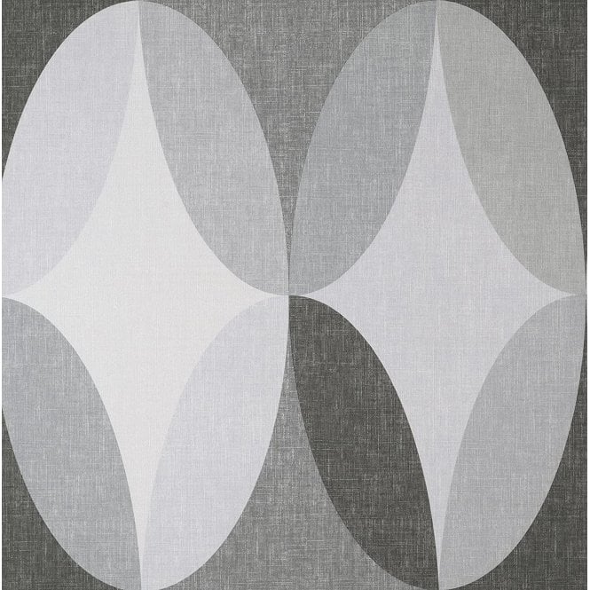 Fine Decor  Crown Kirby Oval Geo Charcoal M1639 Wallpaper