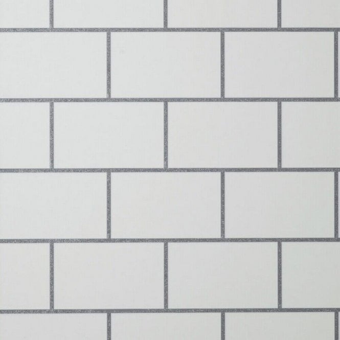 Fine Decor  Metro Tiles M1634 - White Silver