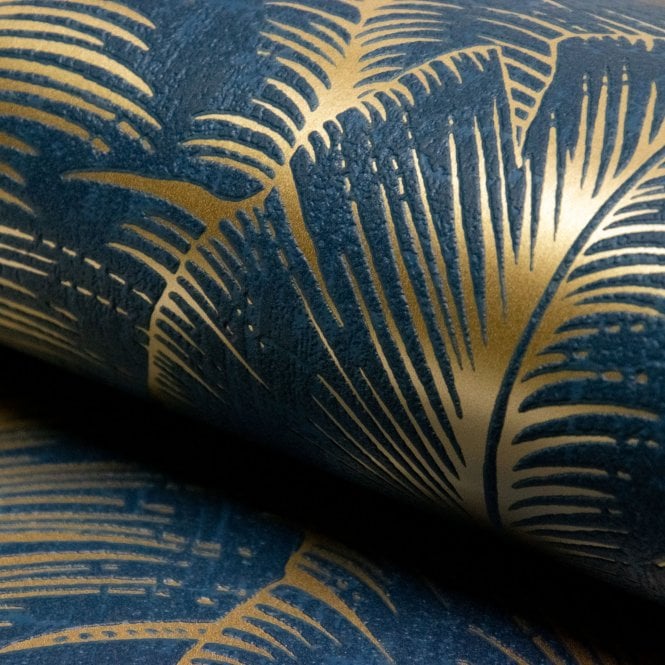Grandeco  A68502 Palmeira Wallpaper - Navy
