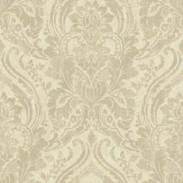  GranDeco A68703 Textured Damask Cream & Gold