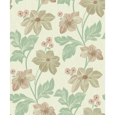 Grandeco A73003 Clematis Trail Sage Wallpaper 