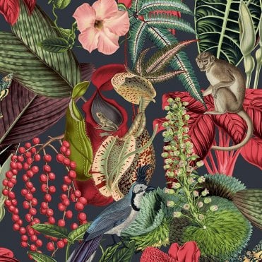 Grandeco Amazon Jungle Fever Red Multi JF2201 Wallpaper