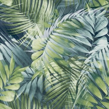 Grandeco Life 170702 Antigua Palm Teal & Green Wallpaper