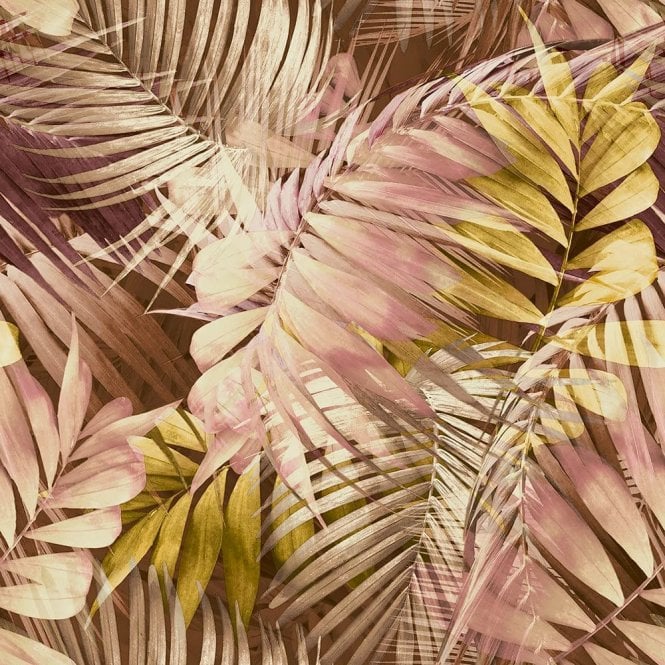 Grandeco  Life 170703 Antigua Palm Pink & Ochre Wallpaper