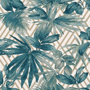 Grandeco Life Forage Teal Wallpaper 156001