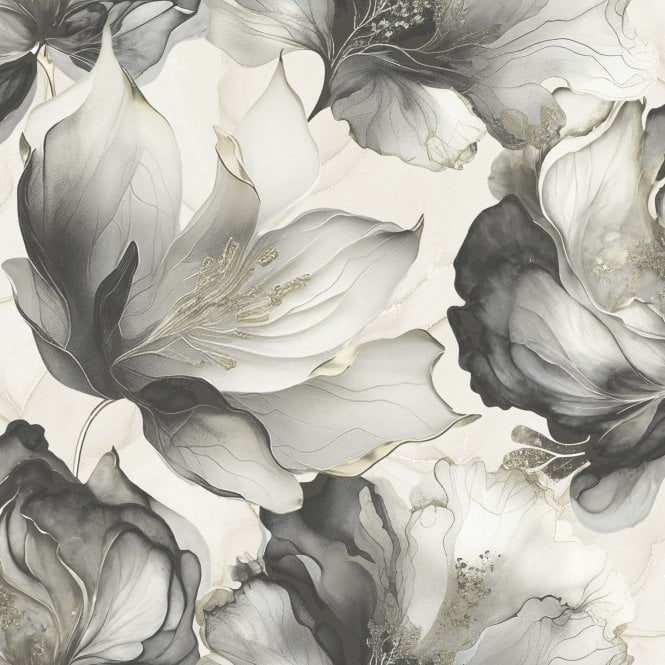 Muriva  212502 Elysian Floral Black and Gold Wallpaper