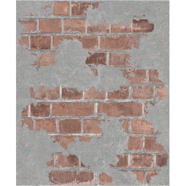 Muriva Cemented Brick Red L77608 Wallpaper