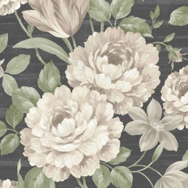 Muriva Fayre Floral Cream & Black 194302