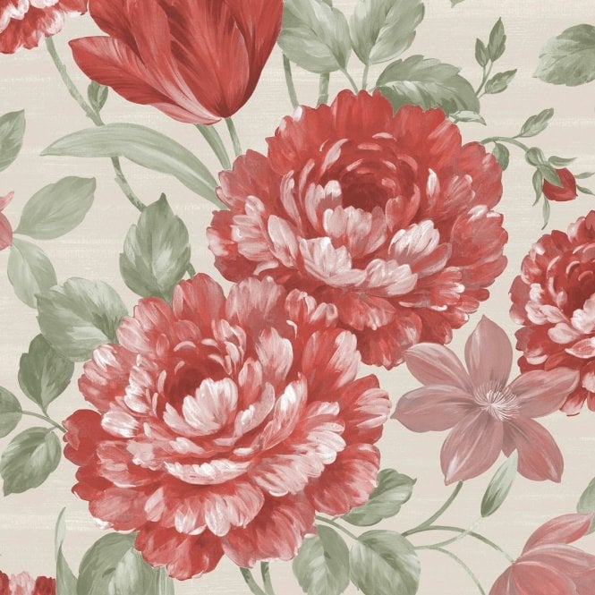 Muriva  Fayre Floral Red & Cream 194303