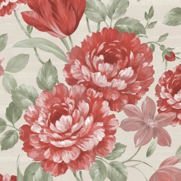 Muriva Fayre Floral Red & Cream 194303