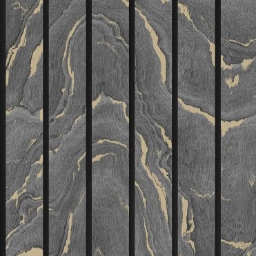 Muriva Woodgrain Panel Charcoal & Gold 193503