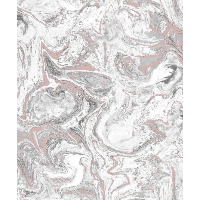 ROKYA  Liquid Marble Rose Gold Wallpaper