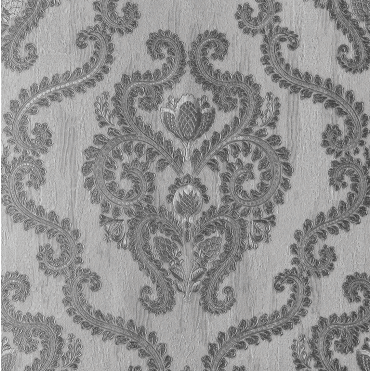 Rokya Sliver Damask with White Textured Plain