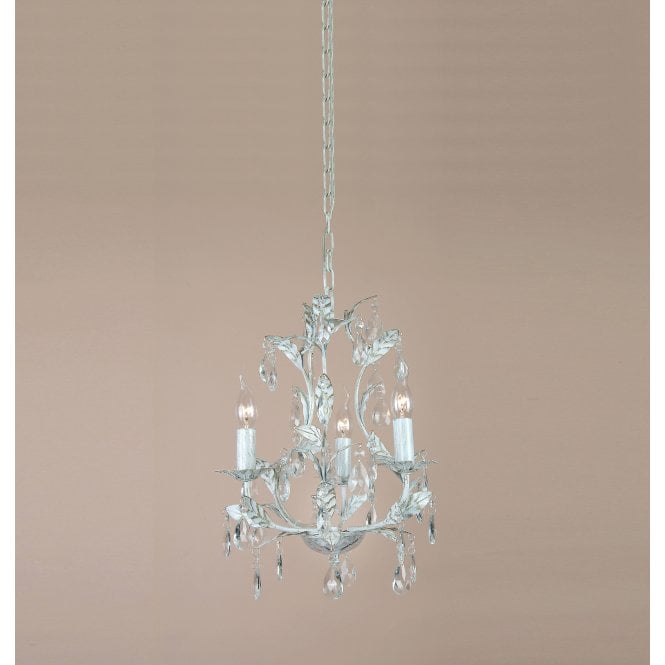White Antique/Chrome Candle Chandelier  