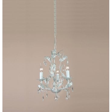 White Antique/Chrome Candle Chandelier  