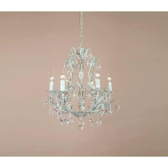 White Antique/Chrome Candle Chandelier  