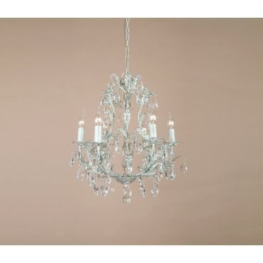 White Antique/Chrome Candle Chandelier  