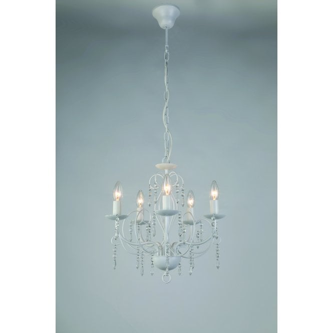 White Antique/Chrome Candle Chandelier 