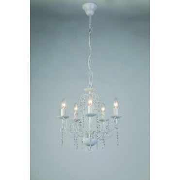 White Antique/Chrome Candle Chandelier 